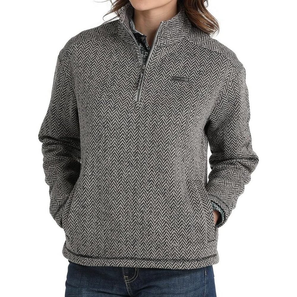 Cinch Women's Grey Herringbone 1/4 Zip Pullover